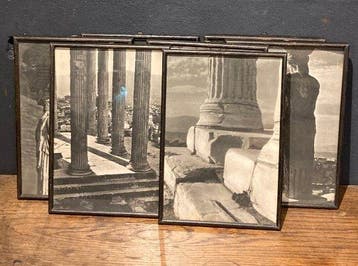 Figuur - Set of seven vintage prints with Greek columns and, Antiek en Kunst, Curiosa en Brocante