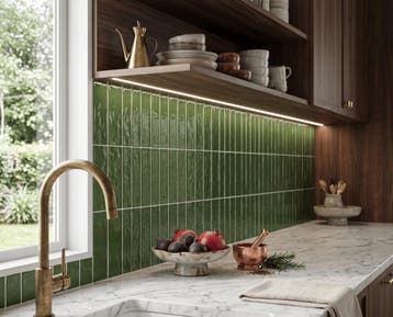 Wandtegel Groen 7,5x30cm (Muurtegels, Afbouwmaterialen), Doe-het-zelf en Verbouw, Nieuw, 20 tot 40 cm, 10 m² of meer, Wandtegels
