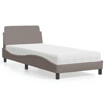 vidaXL Bed met matras Dover stof taupe 80x200 cm, Eenpersoons, Verzenden, Nieuw, 80 cm