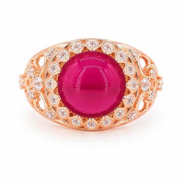 Zonder minimumprijs - Ring Verguld Robijn - Diamant - 18k, Nieuw