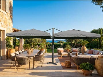 Veiling - Dubbele hangende parasol Donkergrijs (2 * 300x400c, Nieuw