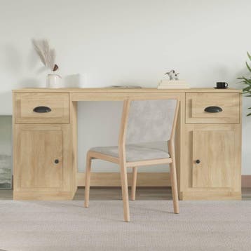 vidaXL Bureau met kast bewerkt hout sonoma eikenkleurig, Verzenden, Nieuw