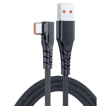 DrPhone SC6 USB-C Kabel 66W 6A 3 Meter - 90° Haakse Nylon Ge, Verzenden, Nieuw