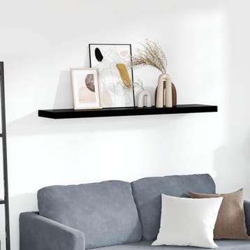 vidaXL Wandschap zwevend 120x23,5x3,8 cm MDF hoogglans zwart, Huis en Inrichting, Woonaccessoires | Wandplanken en Boekenplanken