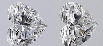 2 pcs Diamant (Natuurlijk) - 1.00 ct - Hart - D (kleurloos), Nieuw