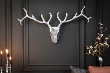 Moderne wanddecoratie VEADO 98cm zilveren hertengewei -, Ophalen of Verzenden, Nieuw