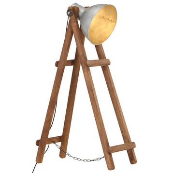 vidaXL Vloerlamp E27 massief mangohout zilverkleurig, Verzenden, Nieuw