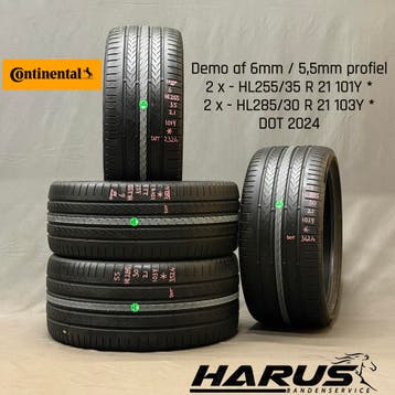255/35/21 285/30/21 * Continental zommerbanden 6/5,5mm 4X, Auto-onderdelen, Banden en Velgen, Gebruikt, 285 mm, Band(en), Personenwagen