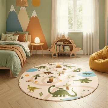 Rond Speelkleed | Coco | Dinosaurus | Beige | 160x160 cm, Verzenden, Nieuw