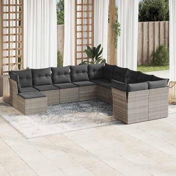 vidaXL 11-delige Loungeset met kussens poly rattan, Verzenden, Nieuw, Loungeset