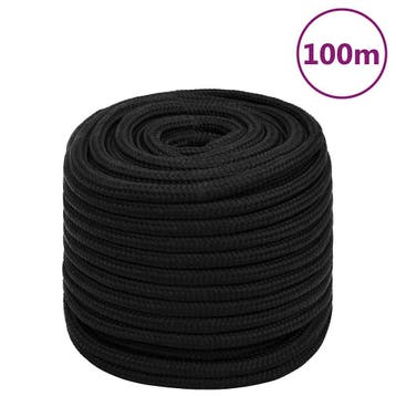 vidaXL Werktouw 16 mm 100 m polyester zwart, Doe-het-zelf en Verbouw, Verzenden, Nieuw