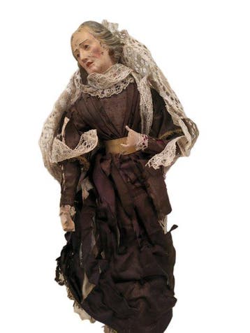 Antiek religieus beeld - Sint Anna - 40 cm - papier-maché,