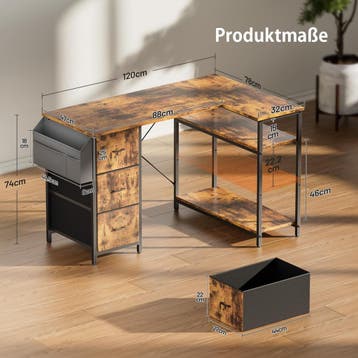 Bureau - Computertafel - Computerbureau - 120x78 cm - Bruin, Verzenden, Zo goed als nieuw