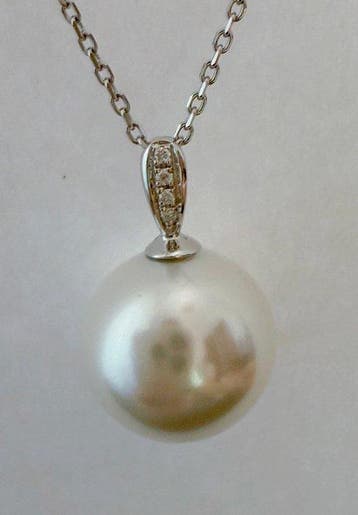 Zonder minimumprijs - Ketting met hanger - 18 karaat Witgoud