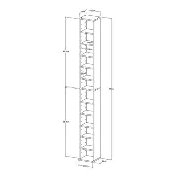 CD DVD kast Tynset vakkenkast met 12 vakken 175x20x20 cm wit, Verzenden, Nieuw