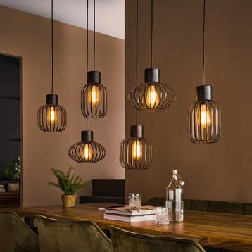 Hanglamp Xenia - 6-lichts - Antraciet - Metaal (Internet, Ophalen of Verzenden, Nieuw