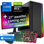 Core i7 + RTX 5060 Game PC Set met Monitor Toetsenbord Muis, Computers en Software, Desktop Pc's, Nieuw