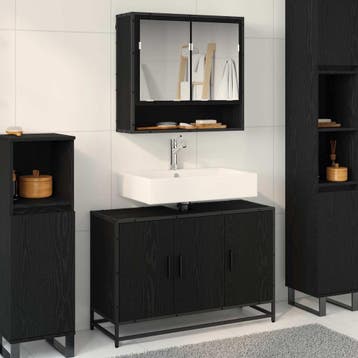 vidaXL Badkamermeubelset 2 st Zwart Eiken 90 x 33 x 60 cm, Verzenden, Nieuw, Overige typen