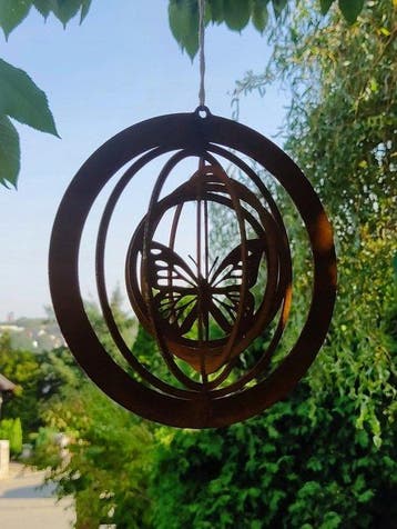 Beeld, Wind Spinner Butterfly - 15 cm - Staal