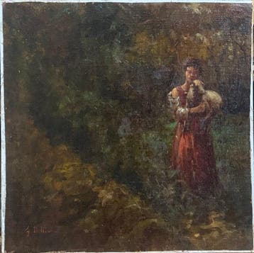 Francesco De Nicola (1882-1961) - Contadina con Capra, Antiek en Kunst, Kunst | Schilderijen | Klassiek