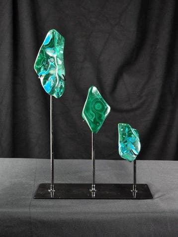 Elegante set van gepolijste malachiet en chrysocolla op