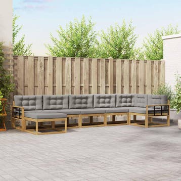 vidaXL Buiten bankenset 7 st Wit en Lichtgrijs, Verzenden, Nieuw