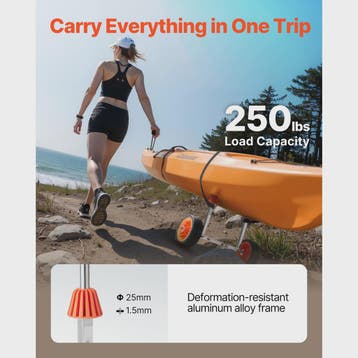 Stevige Kajak & Paddleboard Kar - 250 lbs capaciteit, 7.5 in, Watersport en Boten, Verzenden, Nieuw