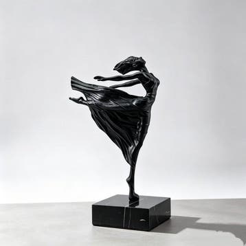 sculptuur, Ballet dancer - 28 cm - Marmer, Metaal