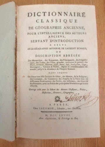 Laurent Echard - Dictionnaire classique de géographie, Antiek en Kunst