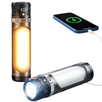 LUMORIA 3 in 1 LED Zaklamp &amp; Kampeerlamp met Powerbank, Verzenden, Nieuw, Accu