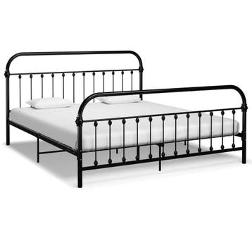 vidaXL Bedframe metaal zwart 180x200 cm, Eenpersoons, Verzenden, Zwart, Nieuw