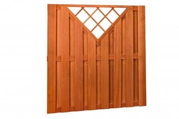 Schutting Hardhouten tuinscherm recht VC met V-trellis 180x1, 1 tot 2 meter, Minder dan 3 meter, Nieuw, Ophalen of Verzenden