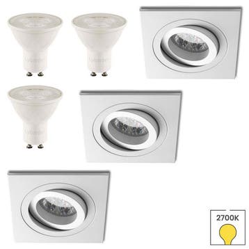 Set van 3 inbouwspots Vienna wit + LED spots GU10 Lybardo |, Verzenden, Nieuw, Overige typen