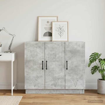 vidaXL Dressoir Betongrijs 89 x 34,5 x 77 cm Bewerkt hout, Verzenden, Nieuw, Overige houtsoorten, Minder dan 50 cm