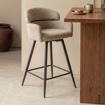 *WOONWINKEL* Barkruk Met Ronde Rug Zandkleur Boucle, Huis en Inrichting, Barkrukken, Verzenden, Nieuw