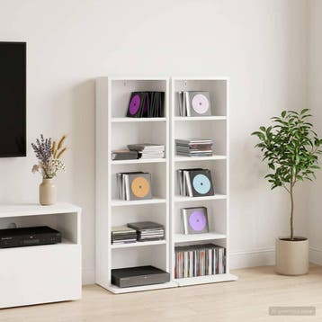 vidaXL CD Kast 2 st Wit 33 x 23,5 x 97,5 cm Bewerkt hout, Verzenden, Nieuw