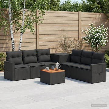 vidaXL Bankstel 8 st Zwart Poly Rattan en Staal, Huis en Inrichting, Verzenden, Nieuw