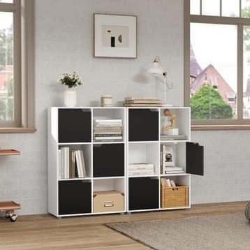 Houten Boekenkast met Deuren – 6-Vaks Opbergkast, Huis en Inrichting, Kasten | Boekenkasten, Verzenden, Nieuw