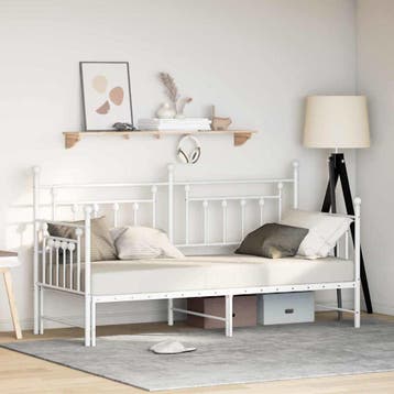 vidaXL Bedframe voor een daybed Wit 75 x 190 cm Staal, Verzenden, Nieuw, Wit, Metaal