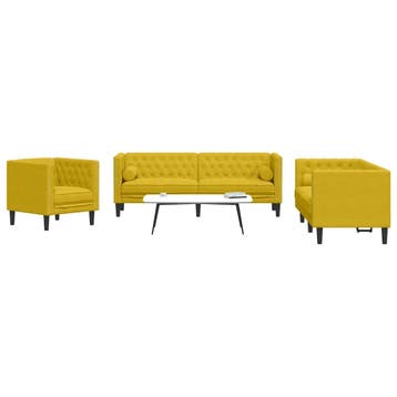 vidaXL 3-delige Loungeset Chesterfield met bolsters fluweel, Verzenden, Nieuw, Vierpersoons of meer, Stof