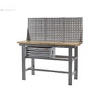 Werkbank grijs 150 cm met hardhouten blad + gereedschapskist, Ophalen of Verzenden, Nieuw