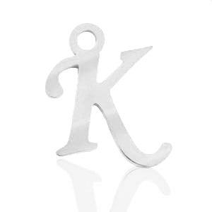 Roestvrij stalen (RVS) Stainless steel bedels initial K, Ophalen of Verzenden, Nieuw, Bedel