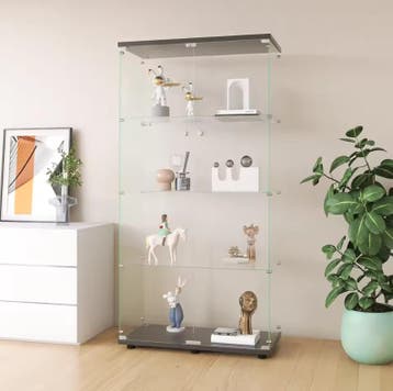 Glazen Vitrinekast met Dubbele Deuren – 4 Planken Wit, Huis en Inrichting, Kasten | Vitrinekasten, Verzenden, Nieuw