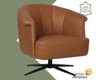 Leren draaifauteuil Embrace, Huis en Inrichting, Fauteuils, Eigentijds, Klassiek, Modern, Romantisch, Nieuw, Ophalen of Verzenden