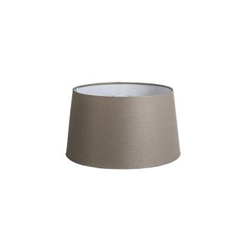 Linnen lampenkap taupe rond schuin 35/30/18, Verzenden, Nieuw, Rond