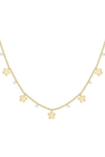 Goudlief Gleaming flower ketting (Hangerkettingen), Sieraden, Tassen en Uiterlijk, Kettingen, Verzenden, Nieuw, Zilver, Overige materialen