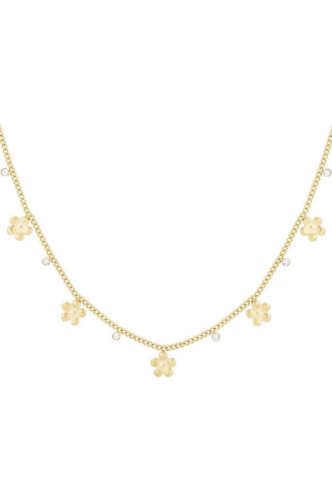 Goudlief Gleaming flower ketting (Hangerkettingen), Sieraden, Tassen en Uiterlijk, Kettingen, Zilver, Nieuw, Overige materialen