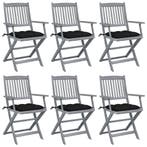 vidaXL Tuinstoelen 6 st inklapbaar met kussens massief, Verzenden, Nieuw, Hout
