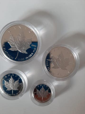 Platina Maple Leaf (1 oz + 1/2 oz + 1/4 oz + 1/10 oz), Verzenden, Noord-Amerika, Losse munt