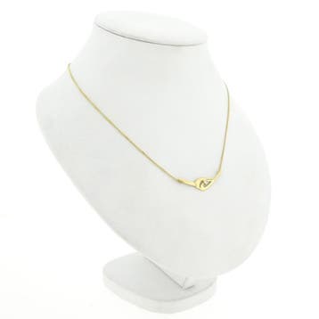 Gouden gourmetschakel ketting met vaste hanger en zirconi..., Sieraden, Tassen en Uiterlijk, Kettingen, Gebruikt, Ophalen of Verzenden